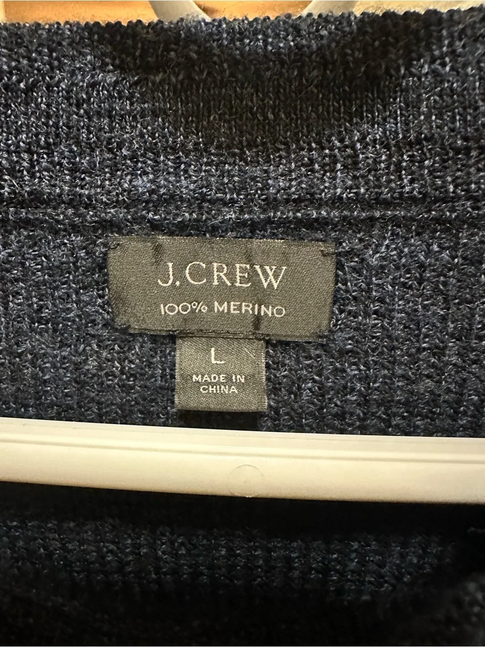 J. Crew Men’s Large 100 Percent Merino Wool Dark Blue Knit Sweater
